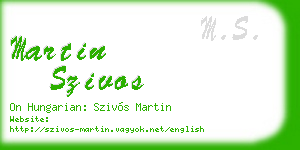 martin szivos business card